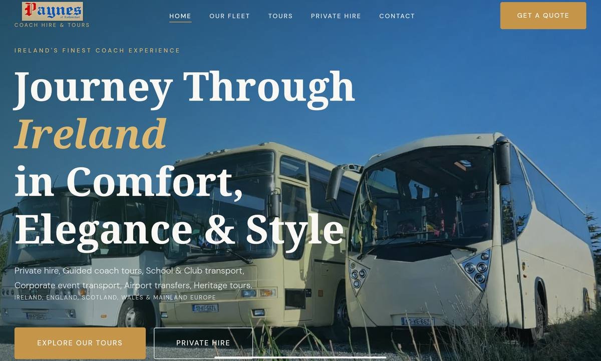 Paynes Coach Hire homepage