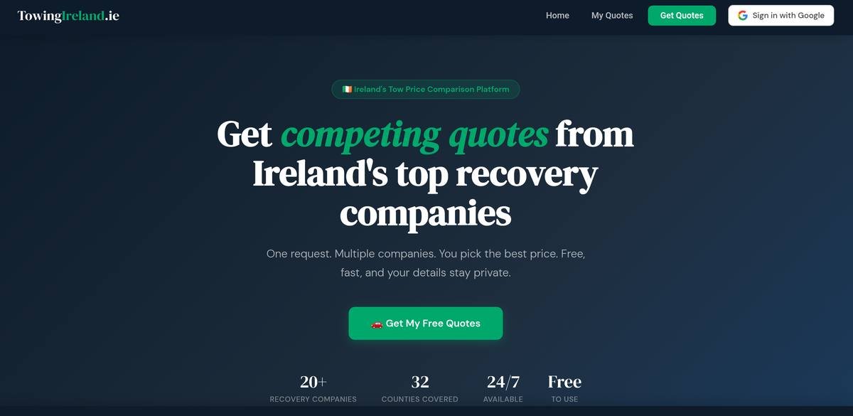 TowingIreland.ie homepage