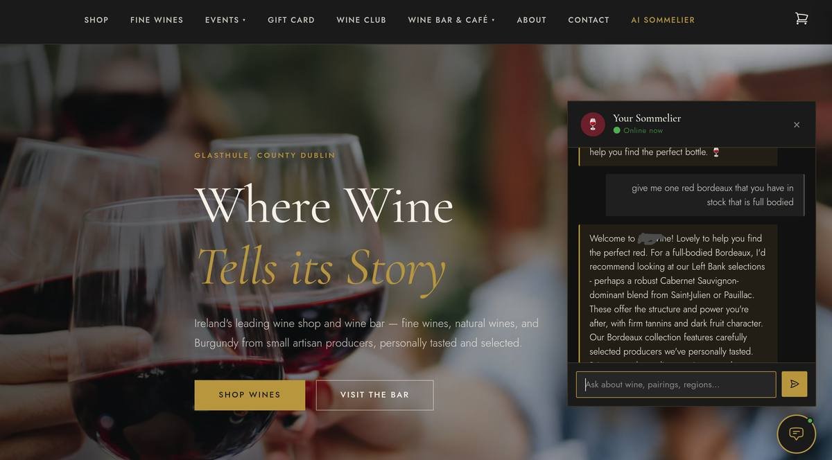 Wine shop with AI Sommelier chatbot
